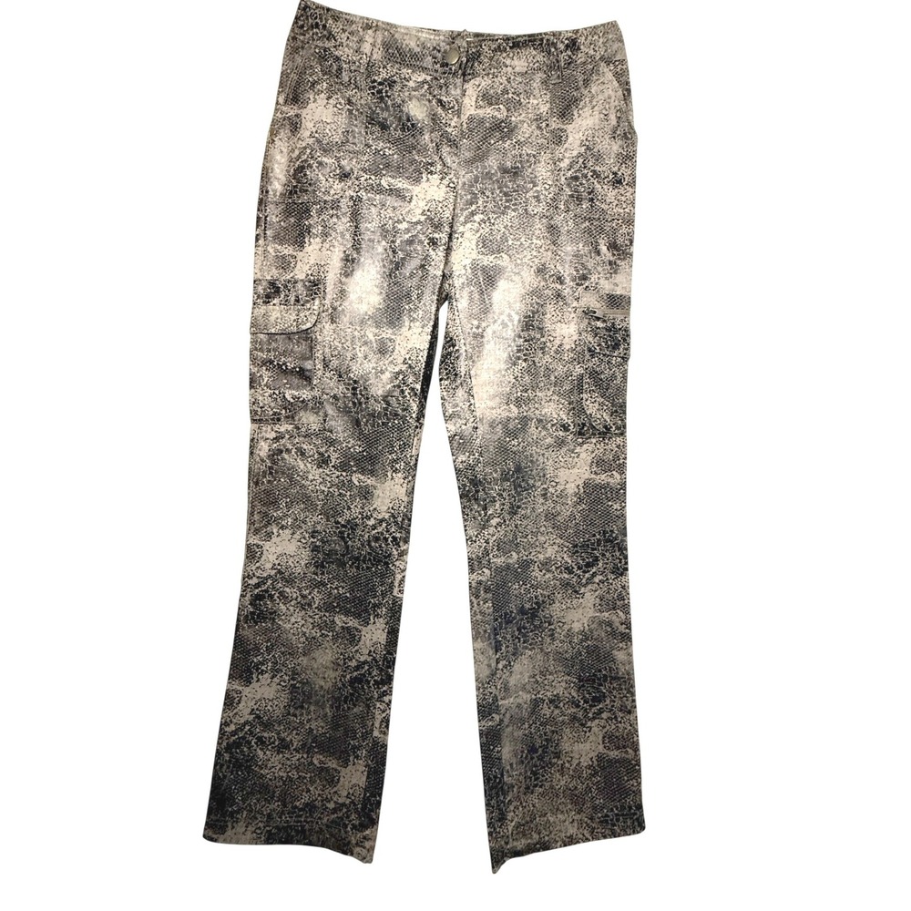 Bamboo Traders Brown Snakeskin Print Cargo Pants Size 10 Utility Y2K